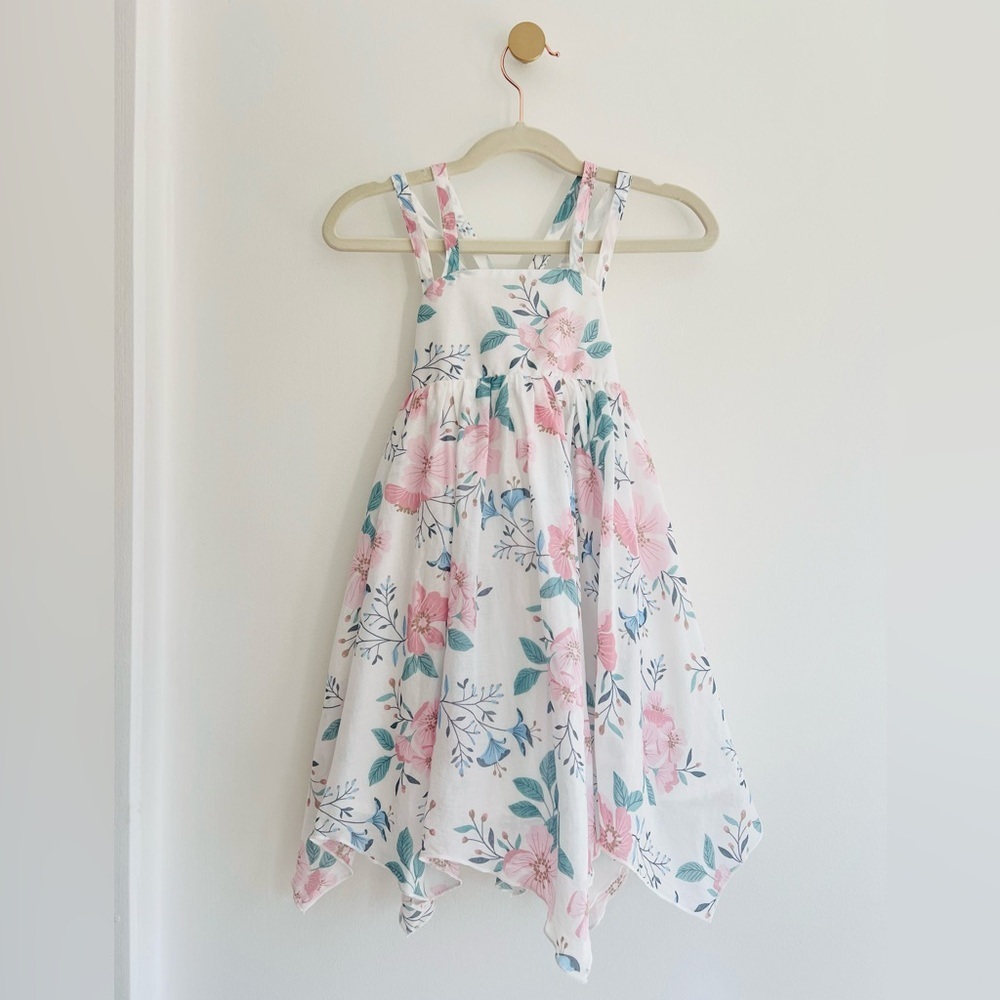 Rachel Zoe White Handkerchief Sundress with Pink & Teal Floral Print | Girls 3T